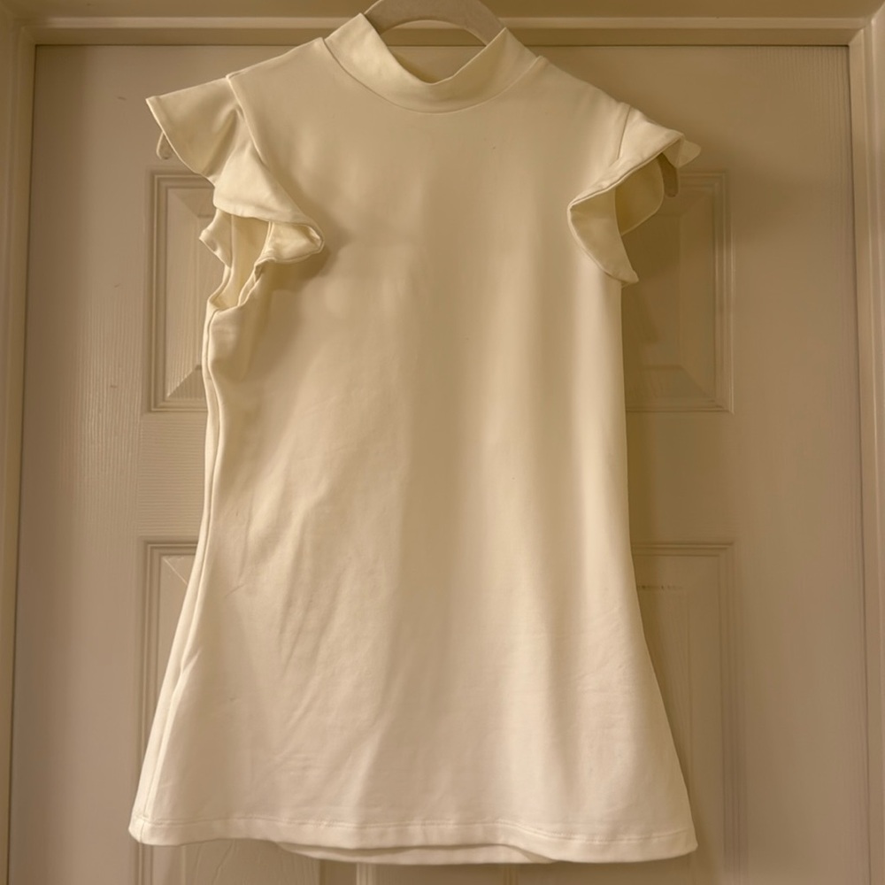 Susana Monaco Mock Neck Sleeve Top 9" white Size Small